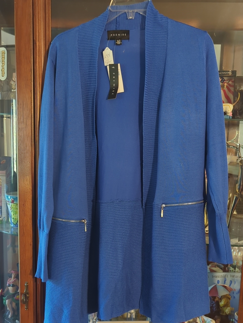 Premise Cobalt Blue Open-Front Cardigan with Zip Pockets